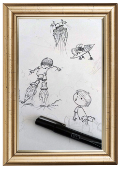 Image of Priscilla's sketching for Rocket Boots