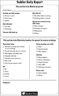 Toddler Daily Report Form