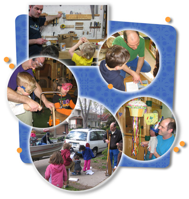 Collage of photos with author Mike Huber